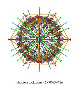 Atomic Structure Of The Human Herpesvirus 6B Capsid With Icosahedral Symmetry Shown, 3D Gaussian Surface Model, White Background