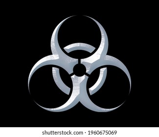 Atomic Toxin Symbol White Sculpture Icon Logo, 3d Illustration