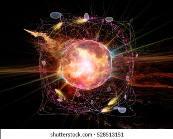 Atomic Wave  Series. Arrangement Of Lights, Orbits , Waves And Fractal Elements On The Subject Of Science, Theoretical Physics, Technology And Education