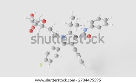 atorvastatin molecule 3d, molecular structure, ball and stick model, structural chemical formula hmg-coa reductase inhibitors