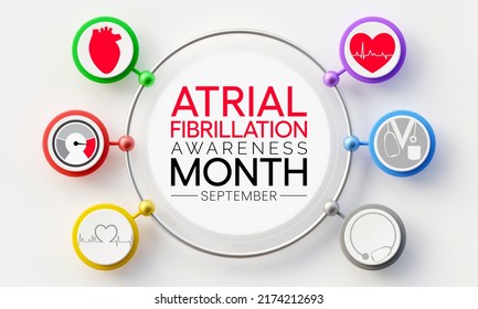 Atrial Fibrillation (AFIB) Awareness Month Is Observed Every Year In September, It Is A Heart Condition That Causes An Irregular And Often Abnormally Fast Heart Rate. 3D Rendering