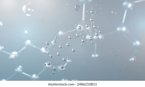 atropine molecular structure, 3d model molecule, tropane alkaloid, structural chemical formula view from a microscope