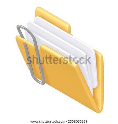 Attached Documents Folder Icon with Clipping Path, 3d rendering