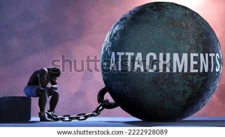 Attachments that limits life and make suffer, imprisoning in painful condition. It is a burden that keeps a person enslaved in misery.,3d illustration