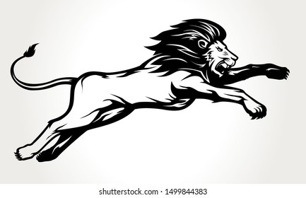 Attack Jump Lion Black And White