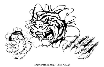 Attacking Tiger Claws Breakthrough Drawing Tiger Stock Vector (Royalty ...