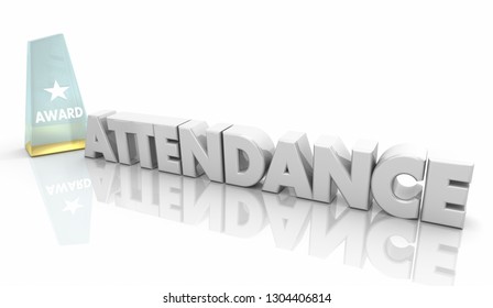 Attendance Award Perfect Record Words 3d Illustration