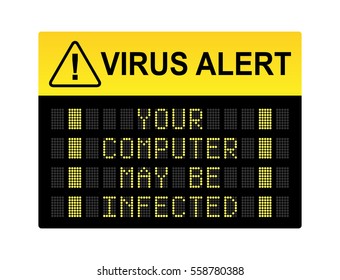 Attention virus alert warning in LED display letters