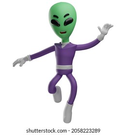 An Attractive 3D Alien Cartoon Character With A Dancing Pose