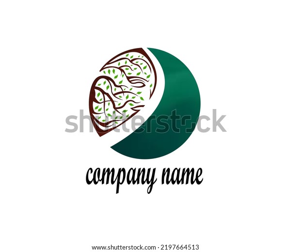 Attractive logo with a round shape which is divided into\
two parts, the first part is for tree branches in the shape of a\
face and the second part is for water which symbolizes the two most\
important 