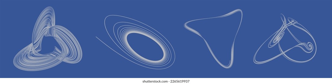 Attractor Halvorsen Mathematical Model Set - Visualization of Dynamical System Strange Attractor with Different Parameters Templates  - 3D Render