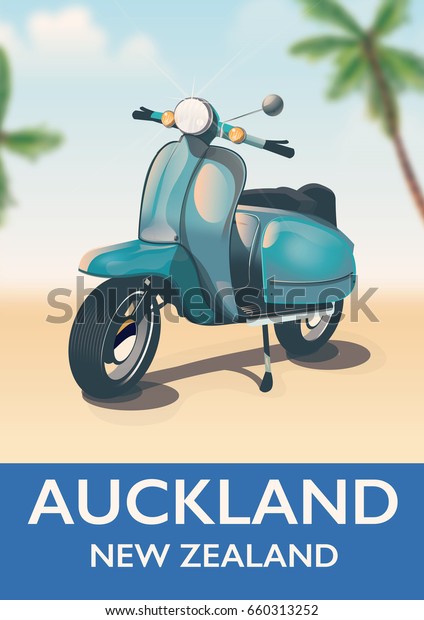 Auckland New Zealand Vintage Scooter On Stock Illustration - 