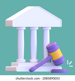 Auction House With Wooden Gavel Auction Icon 3d Rendered Illustration