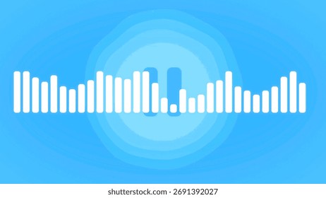 Audio equalizer displaying sound waves with a pause button