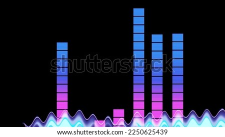  Audio levels wave chart and graph illustration black background
