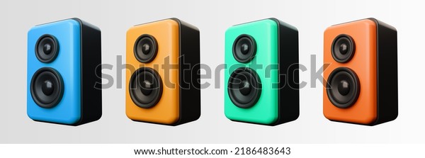 Audio speaker 3d icon.\
Loudspeaker icon, music instruments symbol. 3d rendered\
illustration.	\
