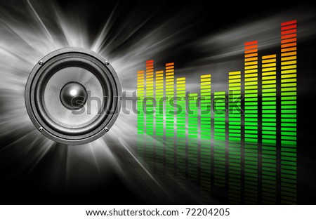 audio speaker & equalizer on black background