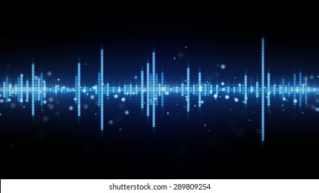 Audio Waveform Blue Equalizer. Computer Generated Abstract Background 