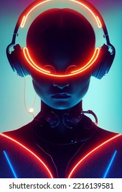 Audiovisual Technology Of The Near Future, Cyberpunk, 3D Illustration