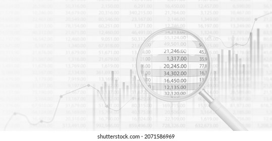 Audit accounting of finance business report concept or accountant financial budget tax document analysis account balance and market chart calculator on magnifying glass 3d background with bookkeeper. - Powered by Shutterstock