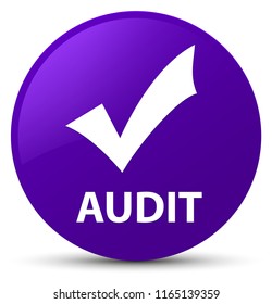 Audit (validate icon) isolated on purple round button abstract illustration
