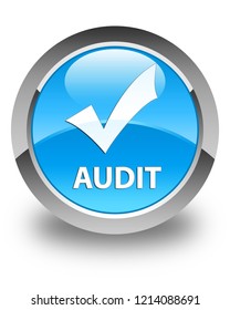 Audit (validate icon) isolated on glossy cyan blue round button abstract illustration