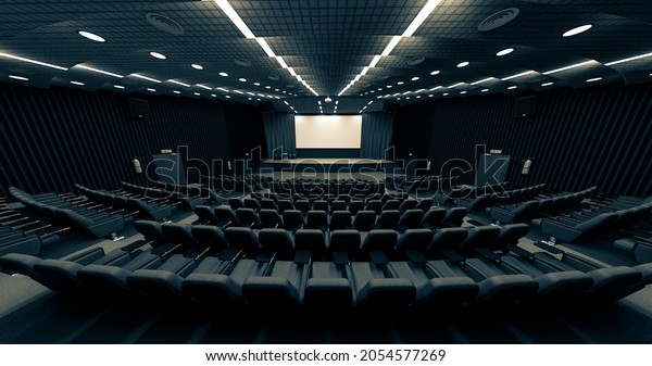 auditorium cinema room\
scene, 3d\
illustration