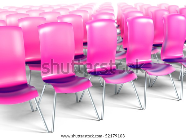 Auditorium Pink Chairs 3d Model Stock Illustration 52179103