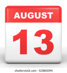 August 13 Calendar On White Background Stock Illustration 523803394
