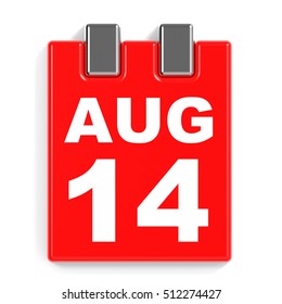 August 14 Calendar On White Background Stock Illustration 512274427 ...