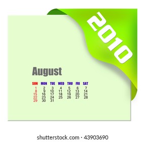 August of 2010 Calendar