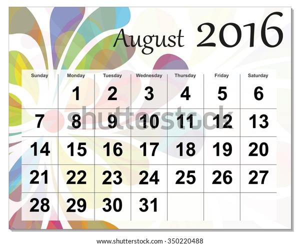 Spanish August 16 Calendar Stock Illustration