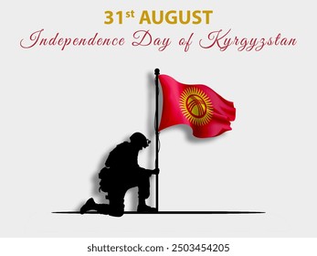 August 31, Independence day of Kyrgyzstan. Happy Independence day vector illustration. Soldier Holding Kyrgyzstan Flag. Background, silhouette, Post, Vector - Powered by Shutterstock