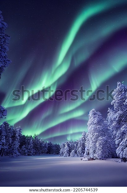 Aurora Borealis Northern Lights Beautiful Star Stock Illustration ...