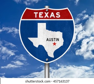 Austin Texas Road Sign - 3D Illustration