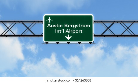 Austin USA Airport Highway Sign 3D Illustration