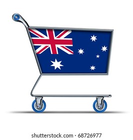 Australia Australian Imports Exports Trade Market Surplus Deficit Shopping Cart Shop Buying Consumers Products Isolated