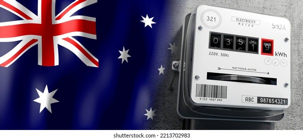 Australia - Country Flag And Energy Meter - 3D Illustration