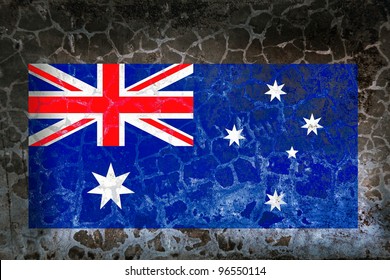 An Australia flag bright painted on old grunge wall