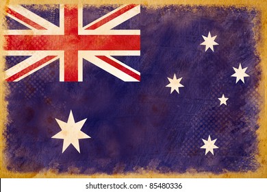 Australia Flag Grunge  On Old Vintage Paper