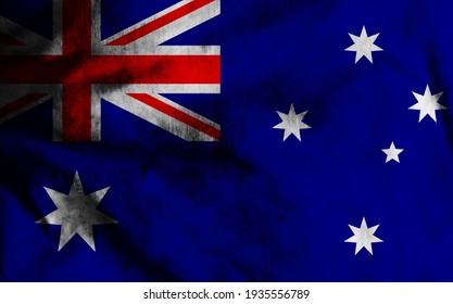 Australia flag on old fabric