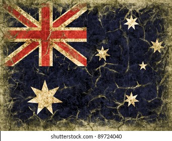 An Australia flag painted on old wall