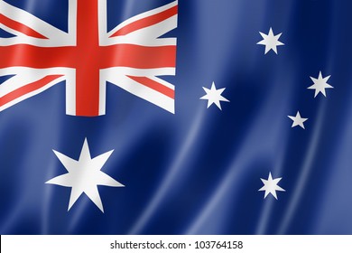 Australia flag, three dimensional render, satin texture