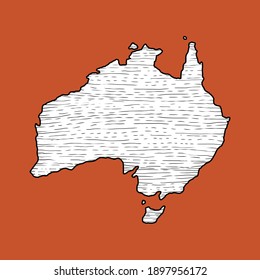 Australia Land Map Art Illustration Icon Book Design 