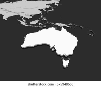 Australia Map 3D Rendering