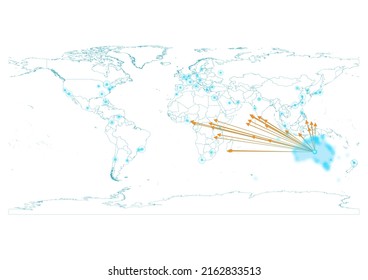 Australia Map, Export Concept Map For Australia On White Background Suitable For Export Concepts. File Is Suitable For Digital Editing And Large Size Prints.