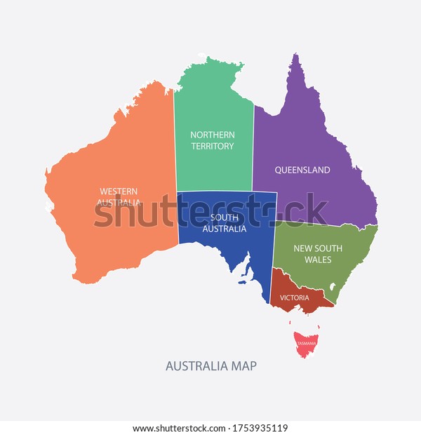 Coloured Map Of Australia Australia Map Color Regions Flat Design Stock Vector (Royalty Free)  246849013 | Shutterstock