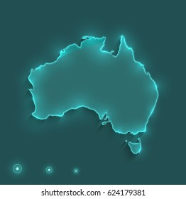 Australia Map Light Neon Raster