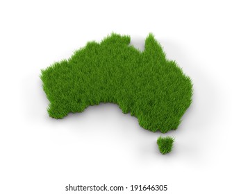 Australia map made of grass. High quality 3D illustration. 
