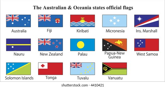 World Flags Collection Oceania Labeled Layers Stock Vector (Royalty ...